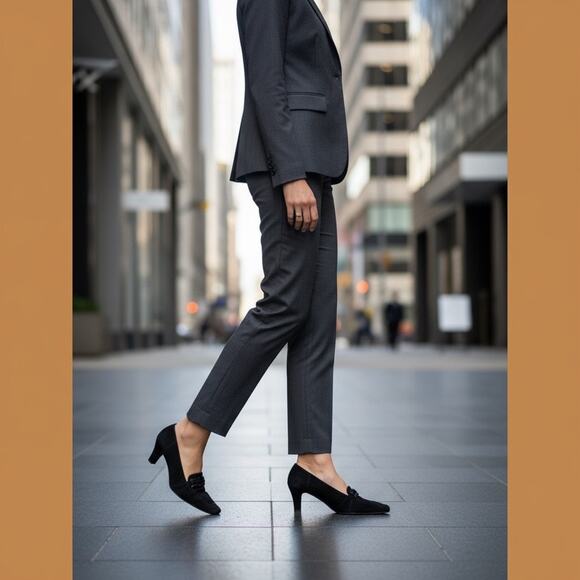 Stuart Weitzman Women's Black Suede Block Heel Pumps Size 7 Vintage - Picture 2 of 8